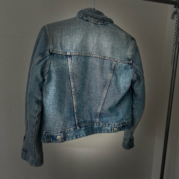 C Zara fleece lined Sherpa denim jacket cropped size xs EUC worn once af3 - Picture 6 of 11